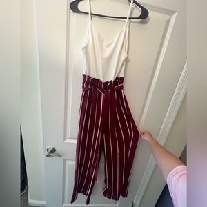 Red Striped Jumpsuit from Francesca’s Size XS